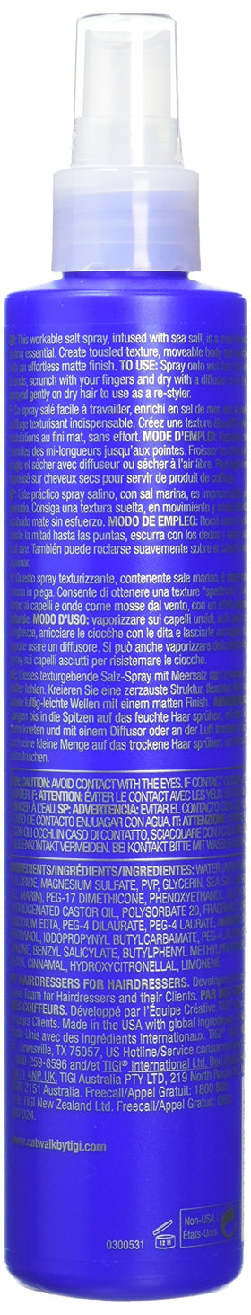 CATWALK by TIGI Texturising Salt Spray applied to damp hair for textured waves and movable body.