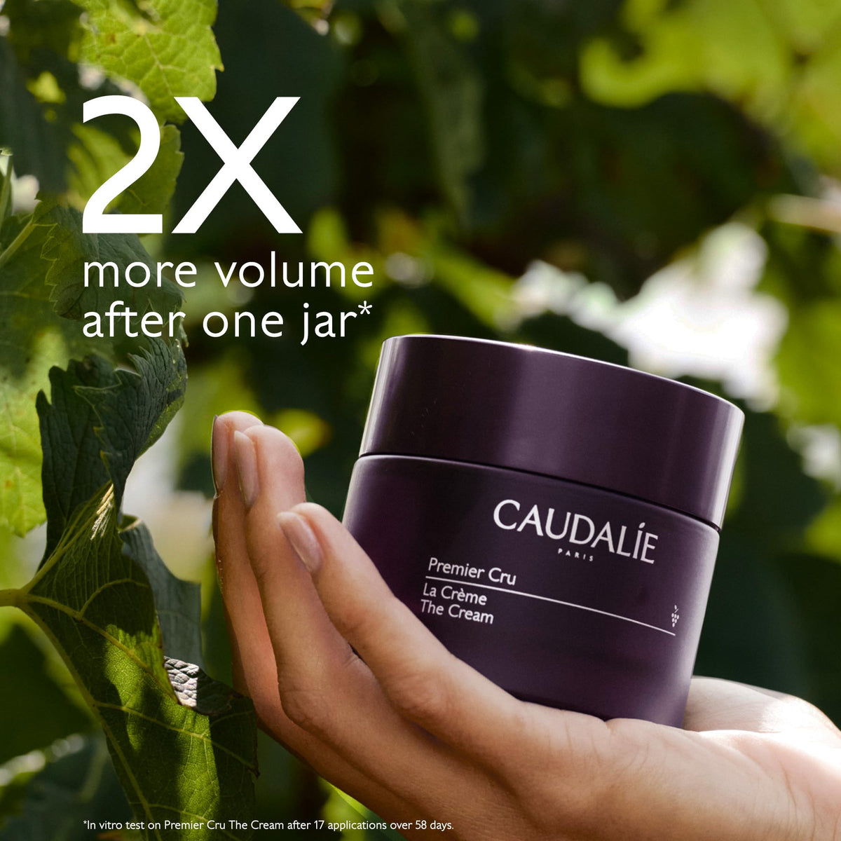 Caudalie Premier Cru cream close-up texture on skin