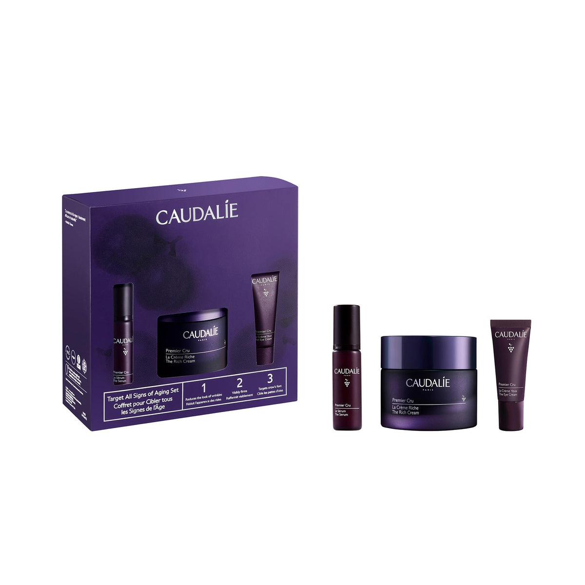 Caudalie Premier Cru Rich Cream bottle for daily anti-aging hydration and skin support.