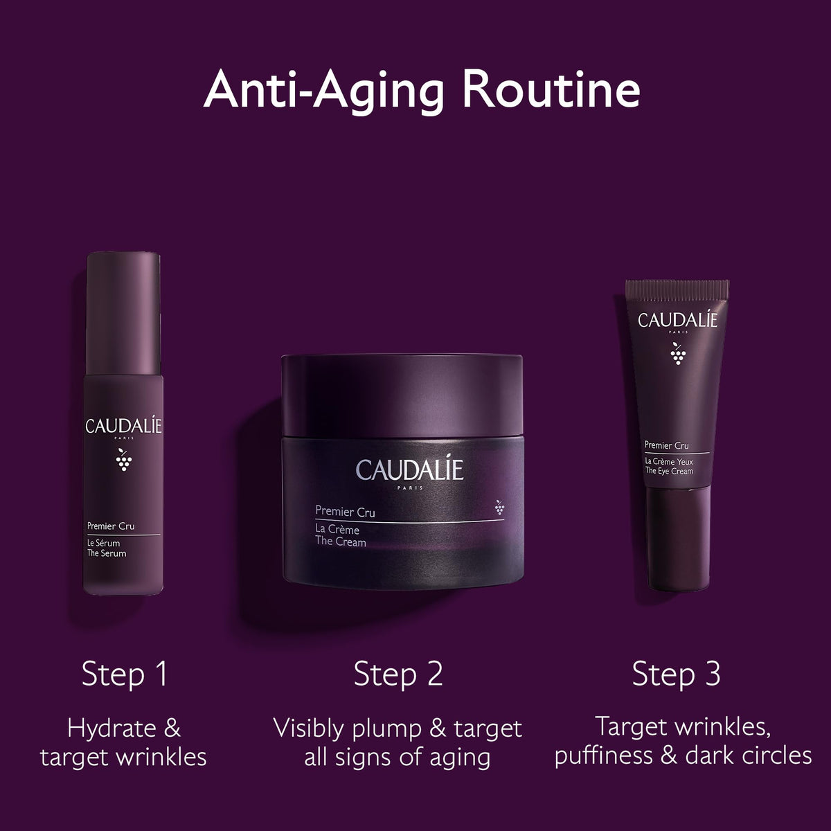 Caudalie Premier Cru serum bottle highlighting hydration and lifting potential