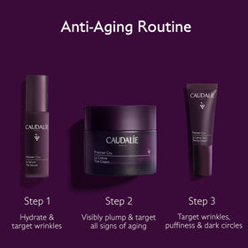 Caudalie Premier Cru serum bottle highlighting hydration and lifting potential
