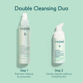 Caudalie Vinoclean Instant Foaming Cleanser bottle provides antioxidant cleansing for a soft, refreshed complexion.