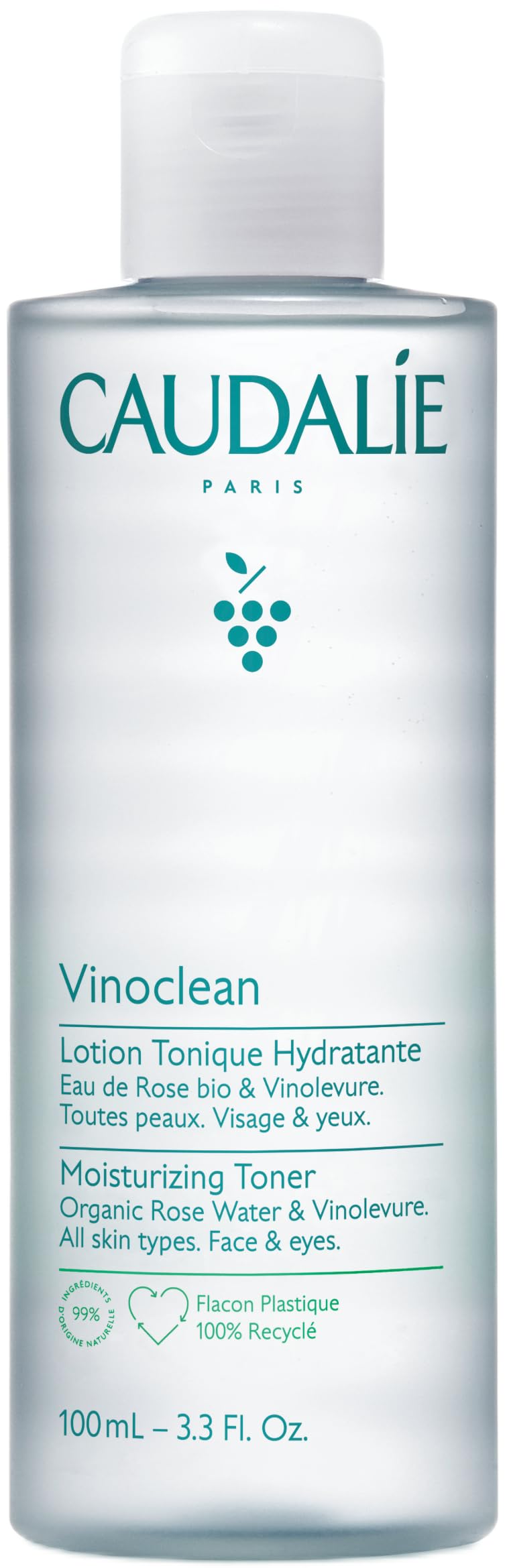 Caudalie Vinoclean Moisturizing Toner bottle delivers gentle hydration and soft skin