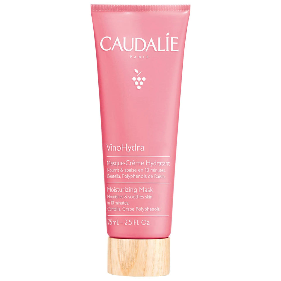 Caudalie VinoHydra mask jar front view emphasizing brand and hydration focus.