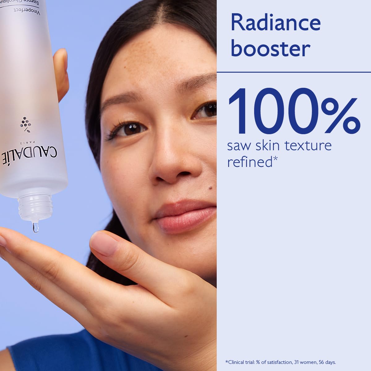 Application moment: Vinoperfect Brightening Essence applied with a cotton pad in routine.