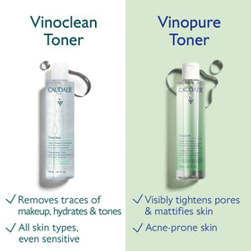 Caudalie Vinopure toner bottle highlights hydration from grape water.