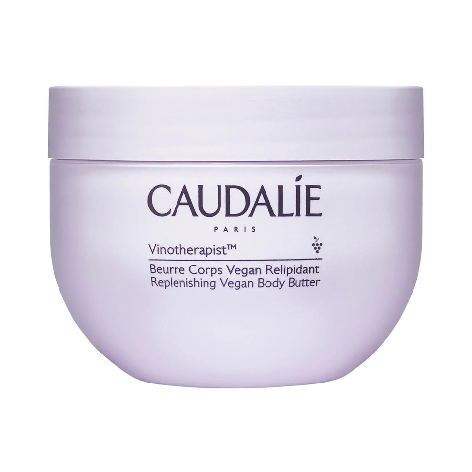 Caudalie Vinotherapist Body Butter jar shows rich texture for 24-hour nourishment.