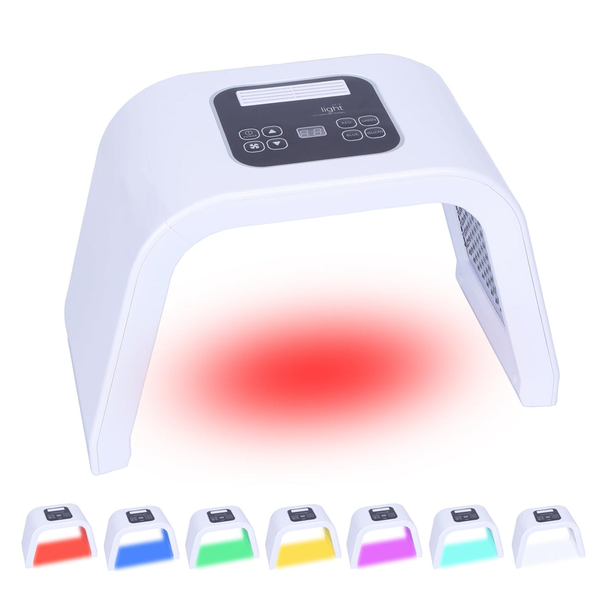 Caweiya 7-color LED face mask front view for at-home skin care, promotes even tone