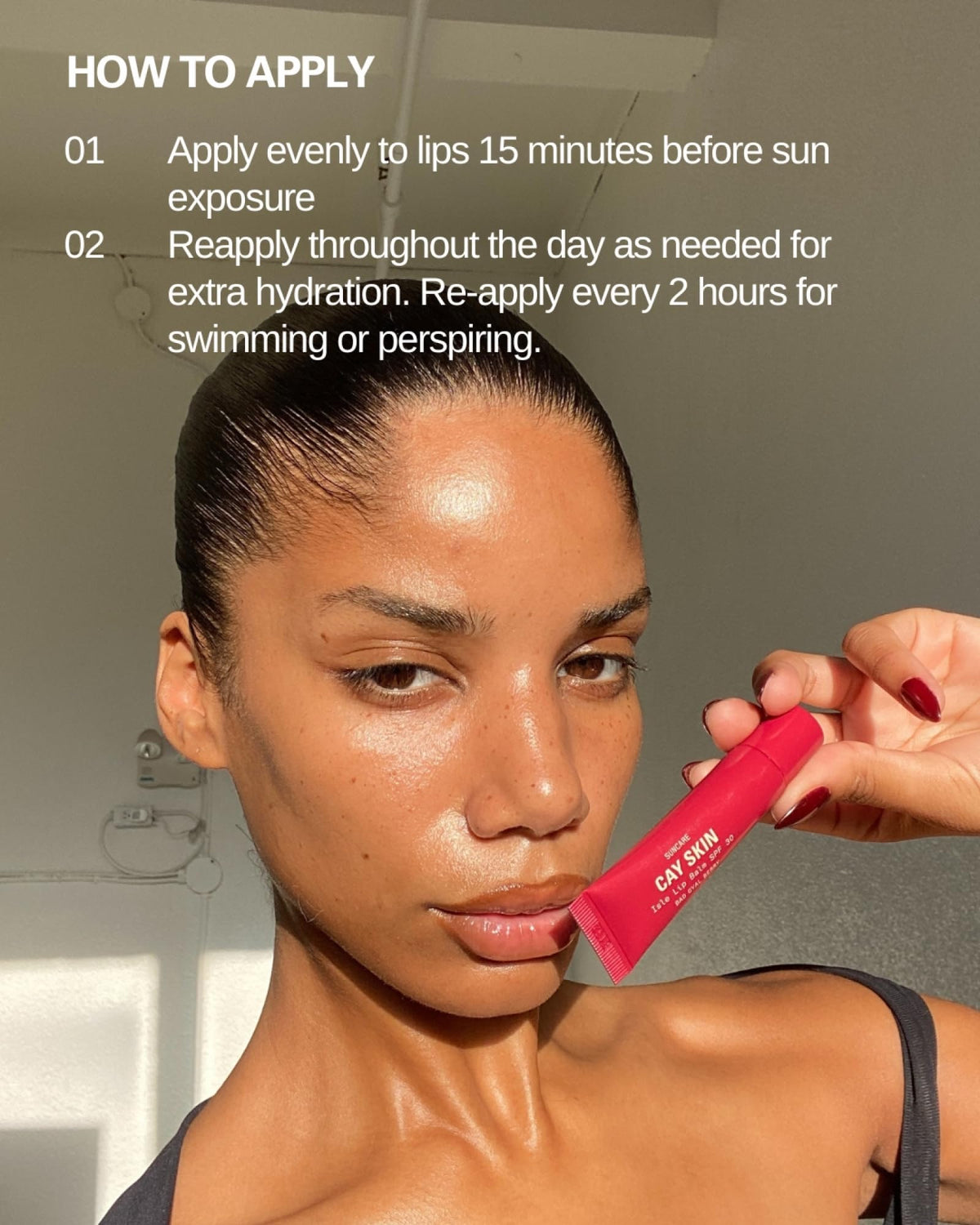 Cay Skin Isle Lip Balm SPF30 apply 15 minutes before sun exposure.