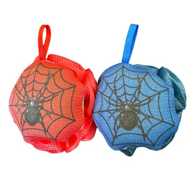 Cayivran 2Pcs bath sponge loofah spider pattern for gentle exfoliation and rich lather.