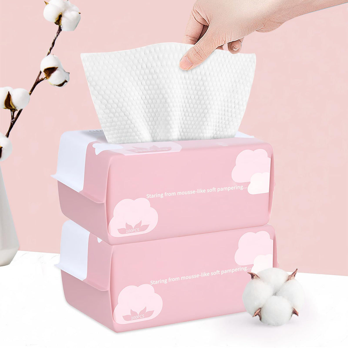 Cayxenful disposable face towels pack with 200 count for gentle cleansing.
