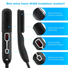 Cayzor Beard Straightener Comb compact carrying pouch for travel-ready design