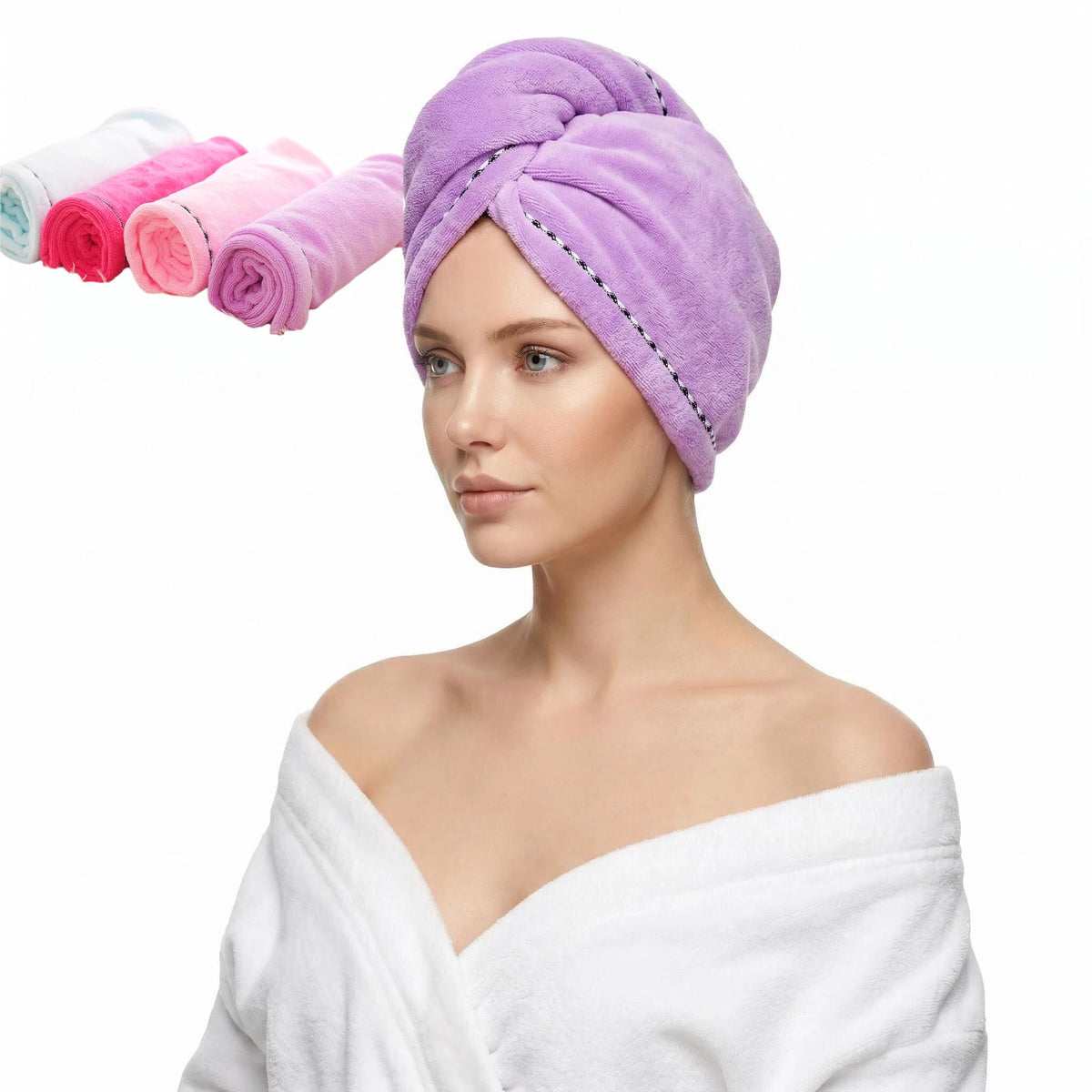 CC CAIHONG microfiber hair towel blue close-up showing soft fibers for gentle drying