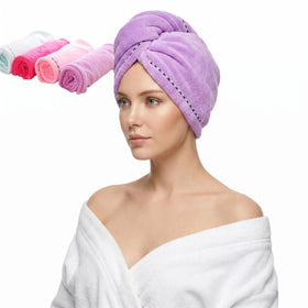 CC CAIHONG microfiber hair towel blue close-up showing soft fibers for gentle drying