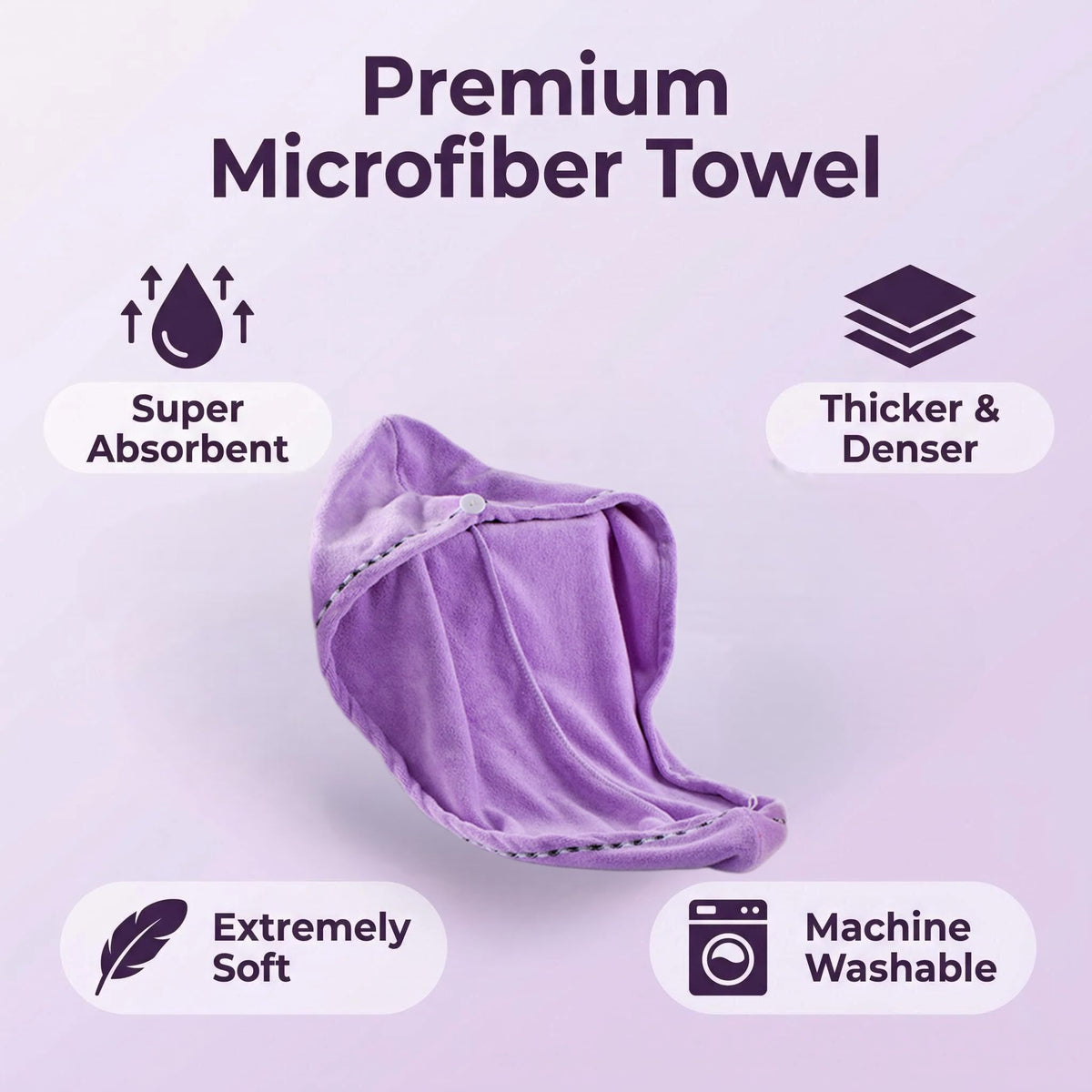 CC CAIHONG microfiber hair towel pink close-up with button for secure, hands-free wrap