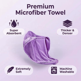 CC CAIHONG microfiber hair towel pink close-up with button for secure, hands-free wrap