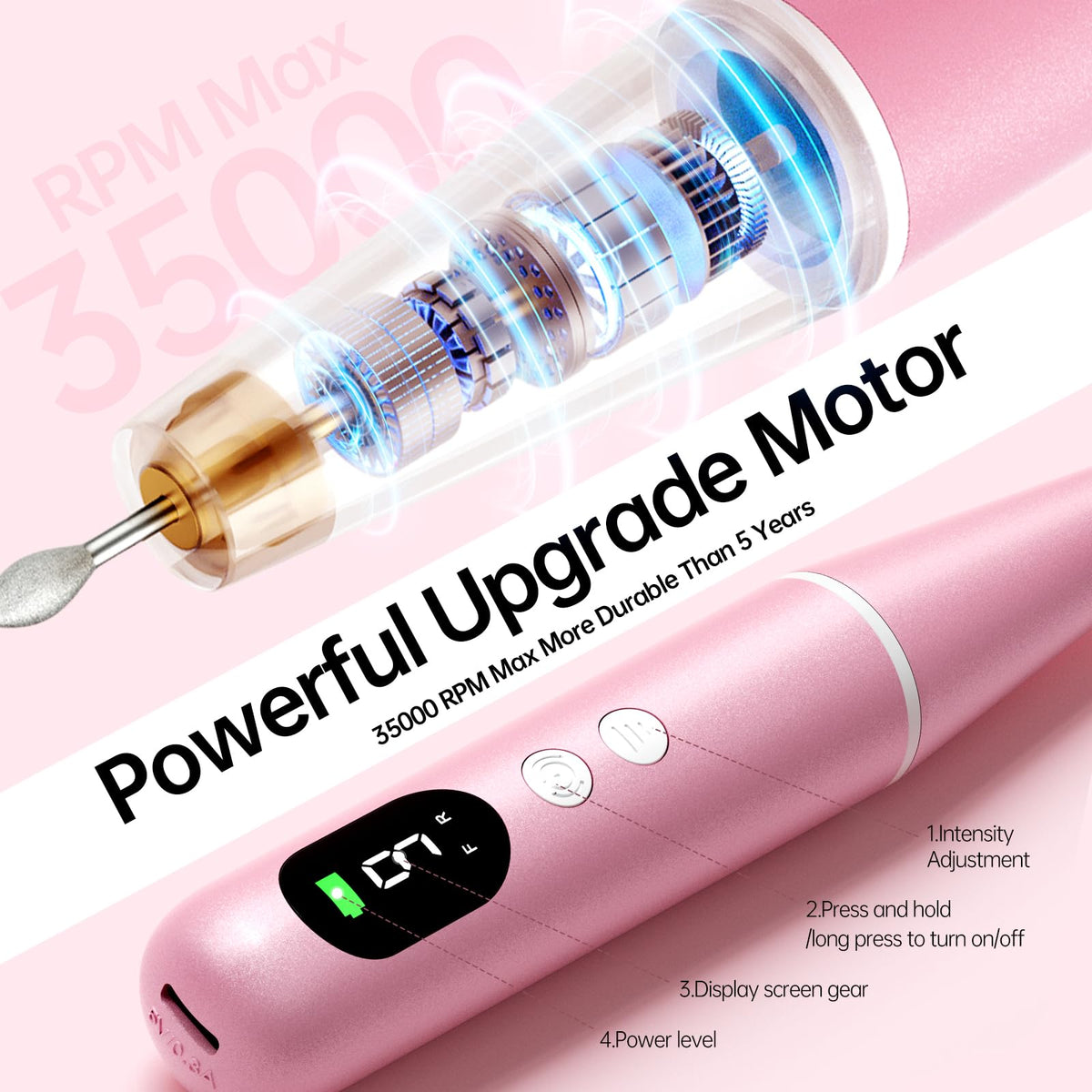 Six multifunction grinding bits and twenty-five sanding bands expand task options