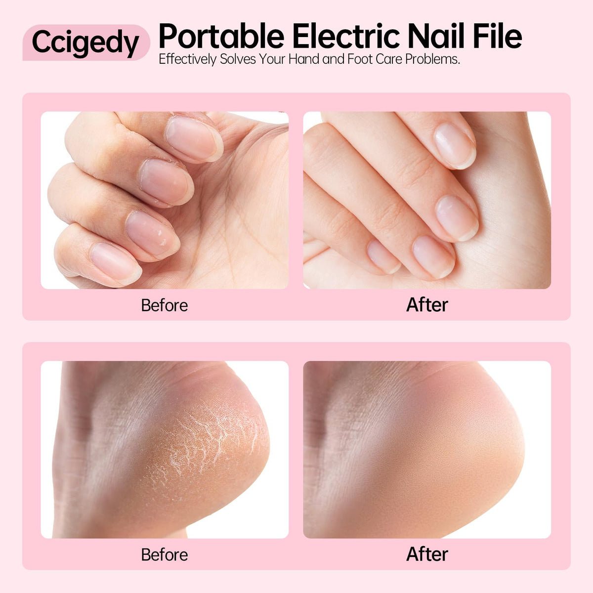In-use handheld grip for comfortable operation on natural nails