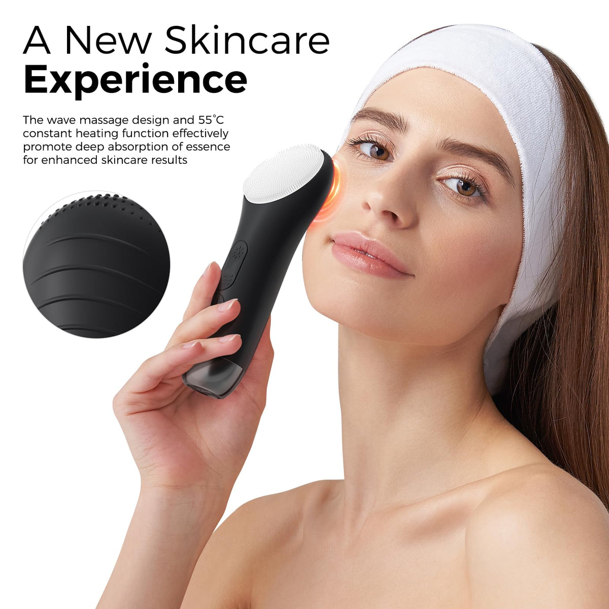 Ccigedy Face Scrubber in shower demonstrates safe wet use.