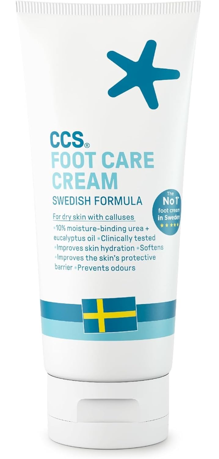 CCS Foot Care Cream application close-up for cracked heels