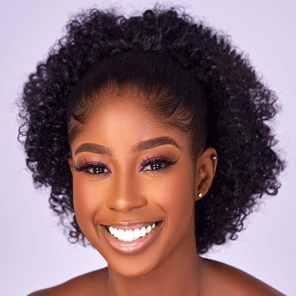 CECiNILL Afro Puff drawstring ponytail shown for daily wear with voluminous curls.