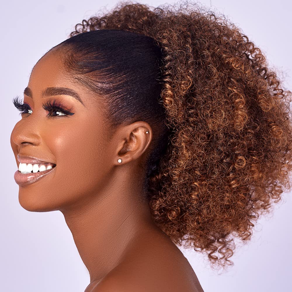CECINILL Afro Puff ready-to-wear ponytail styled on model.