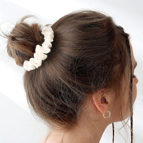 CEELGON satin scrunchie shown with gentle hold