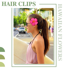 Ceenna hibiscus hair clip purple complements formal updos