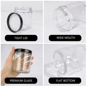 Cehomi 240ml clear glass jar, side view, versatile for candles or cosmetics.
