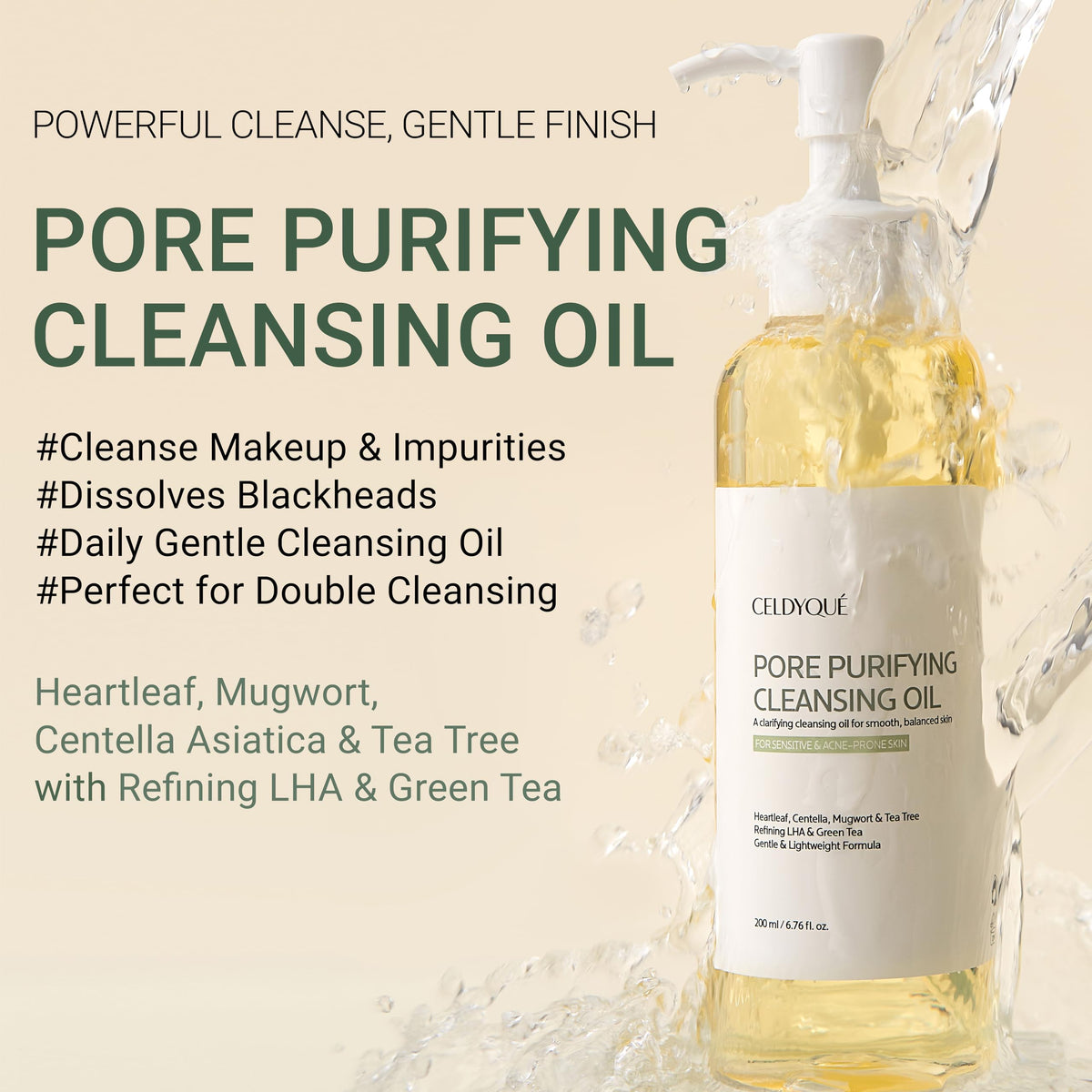 CELDYQUE Centella Tea Tree Green Tea – soothing botanicals calm redness while balancing skin