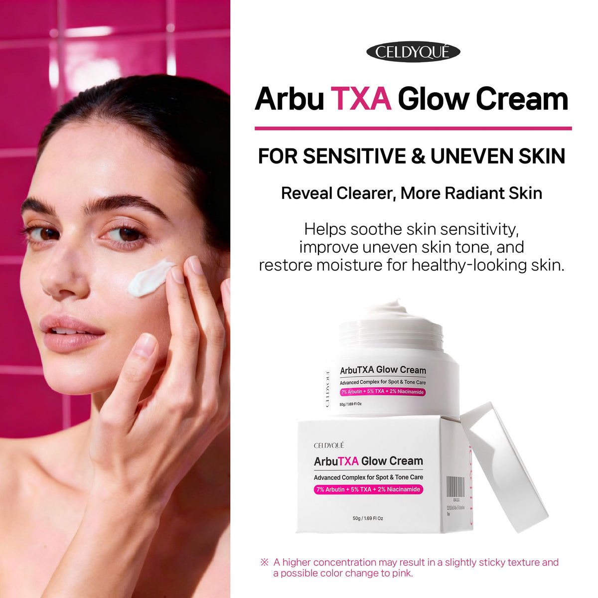 CELDYQUE Tranexamic Acid 5% cream image highlighting brightening potential