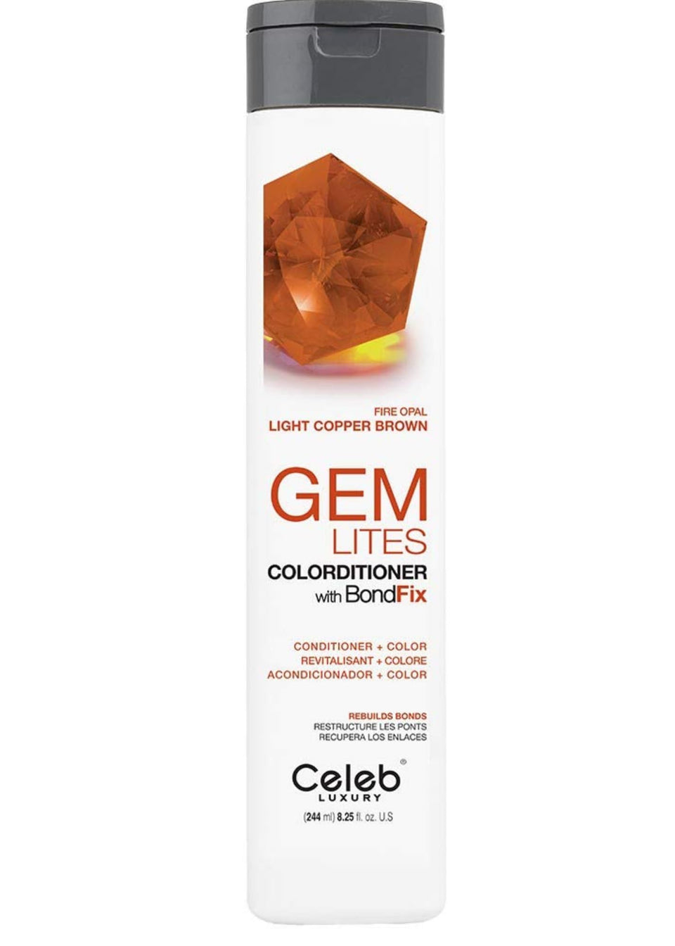 Celeb Luxury Colorwash Fire Opal bottle shows vibrant color deposit for refreshed hair