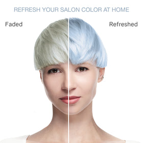 Celeb Luxury Colorwash hair tone swatch reveals pastel blue tone.