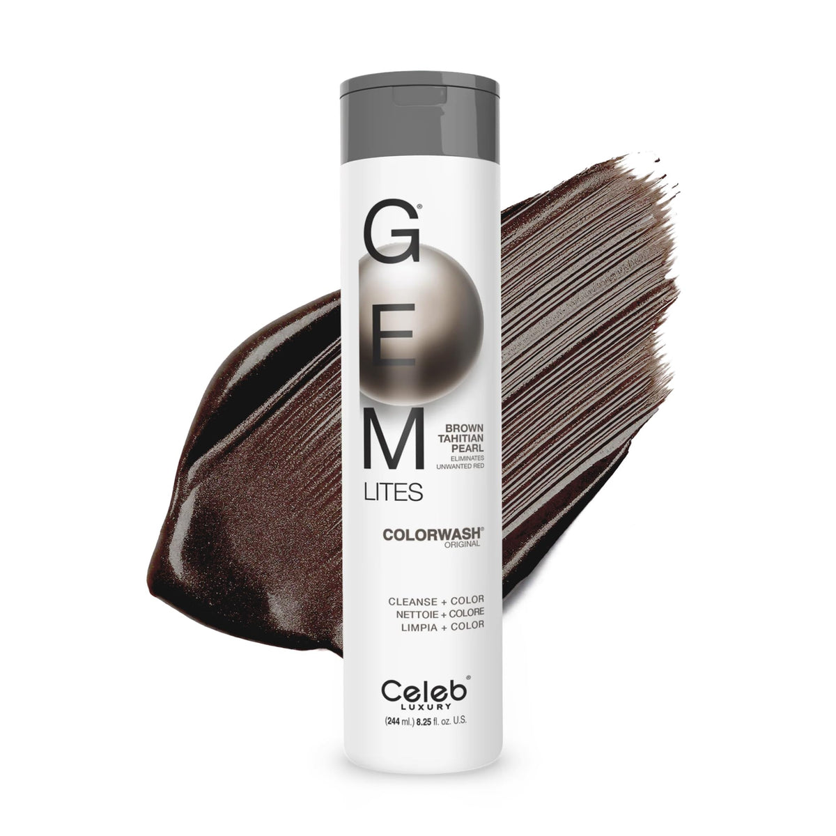 Celeb Luxury Gem Lites Colorwash bottle displays brown Tahitian Pearl tone for color deposition
