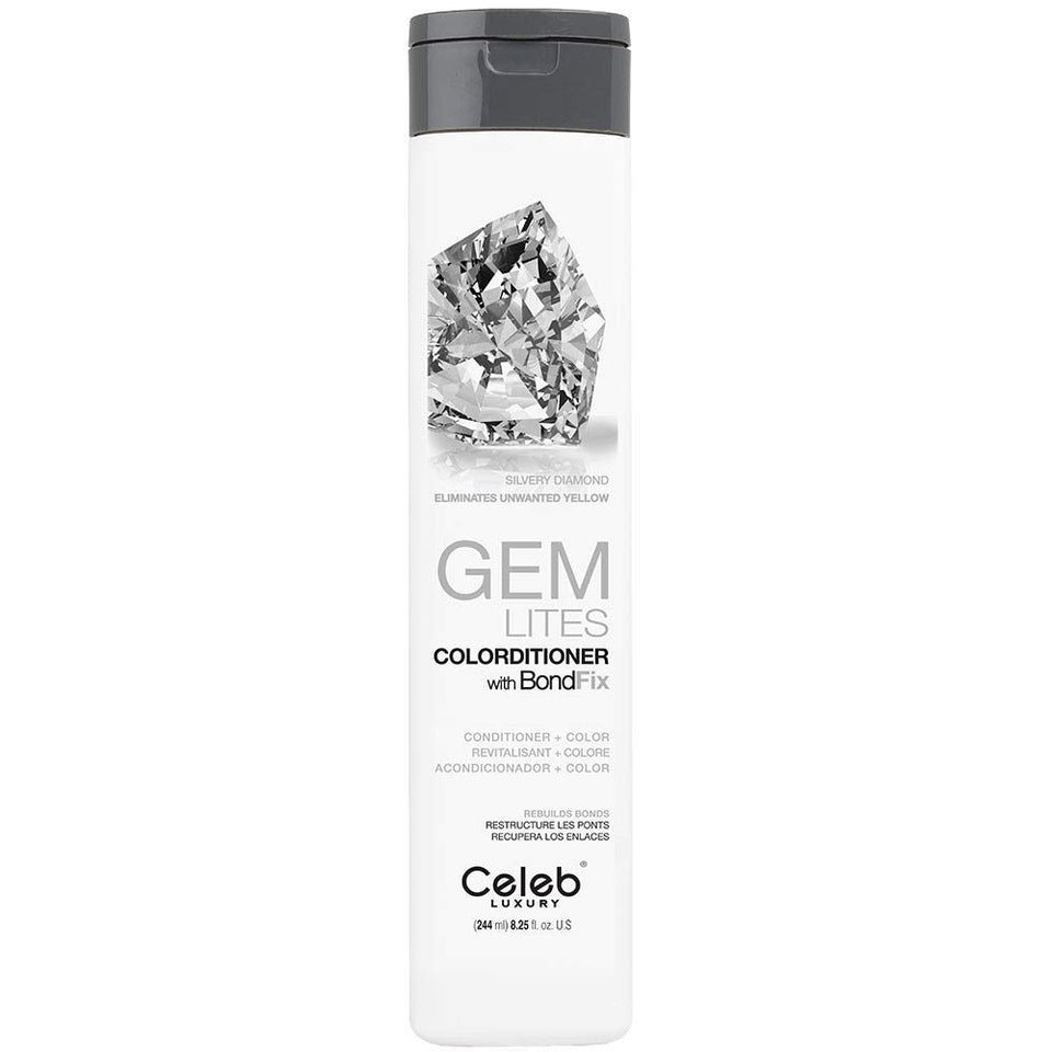 Celeb Luxury Gem Lites Naturals daily moisture silver blonde color conditioner with bond rebuilder for at-home color refresh.