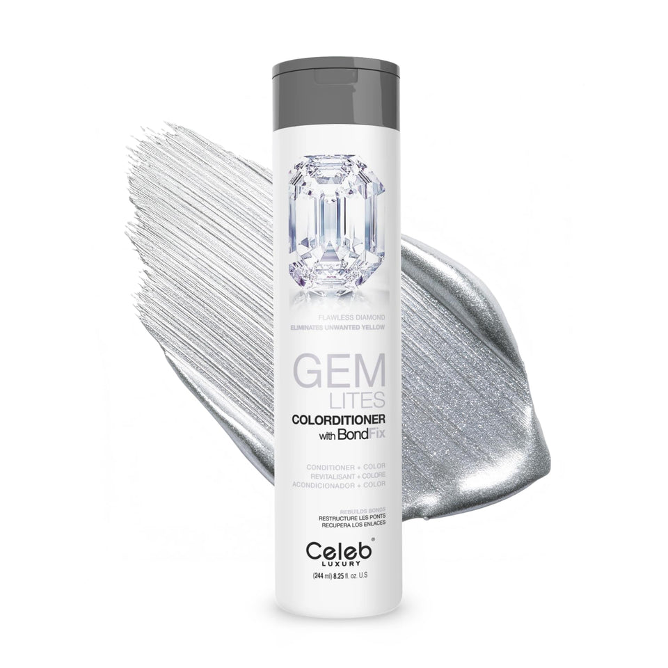 Celeb Luxury Gem Lites Naturals Platinum Conditioner bottle for at-home color care that helps maintain vibrant color