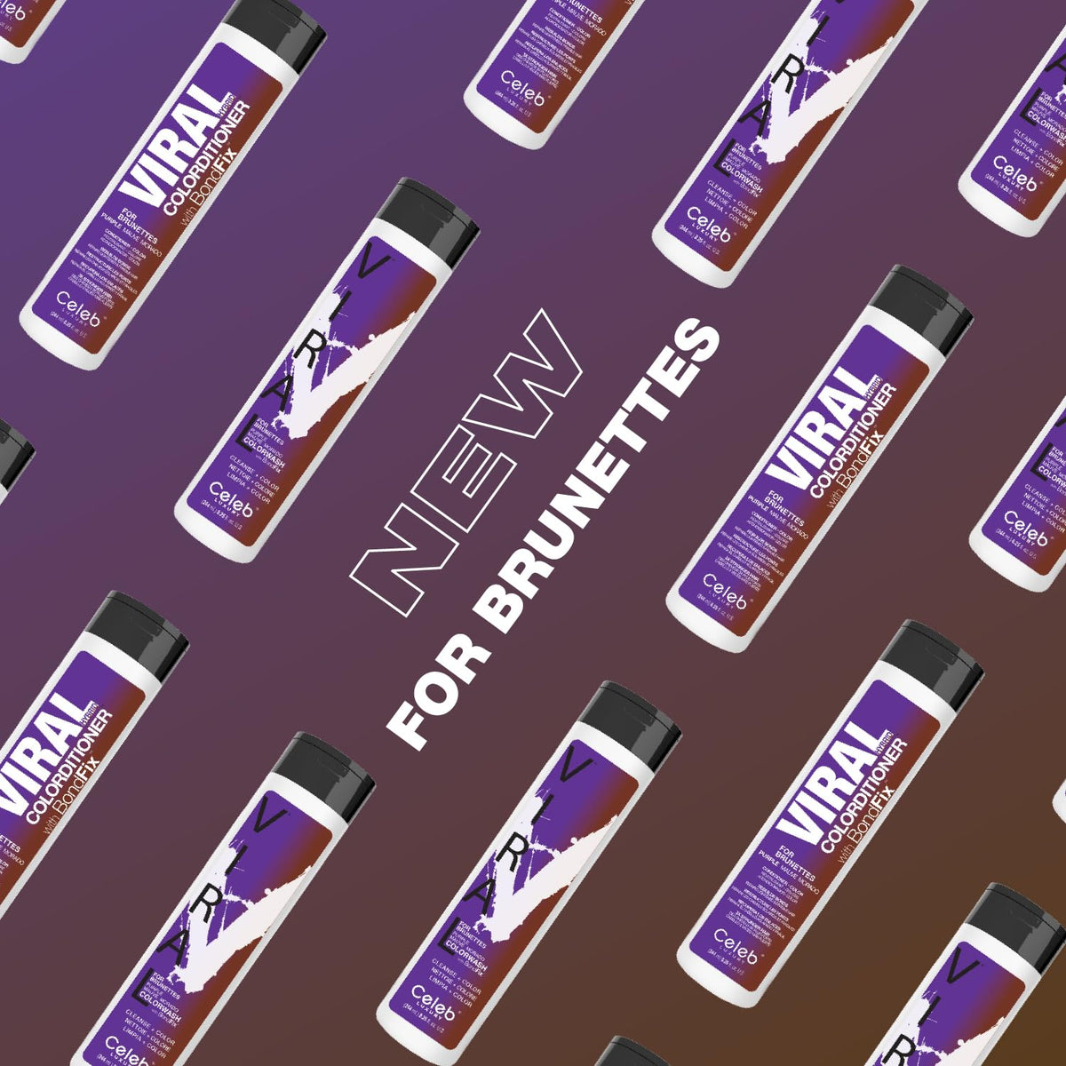 Celeb Luxury Viral Colorwash Purple for Brunettes conditioner applying pigment to brunette hair