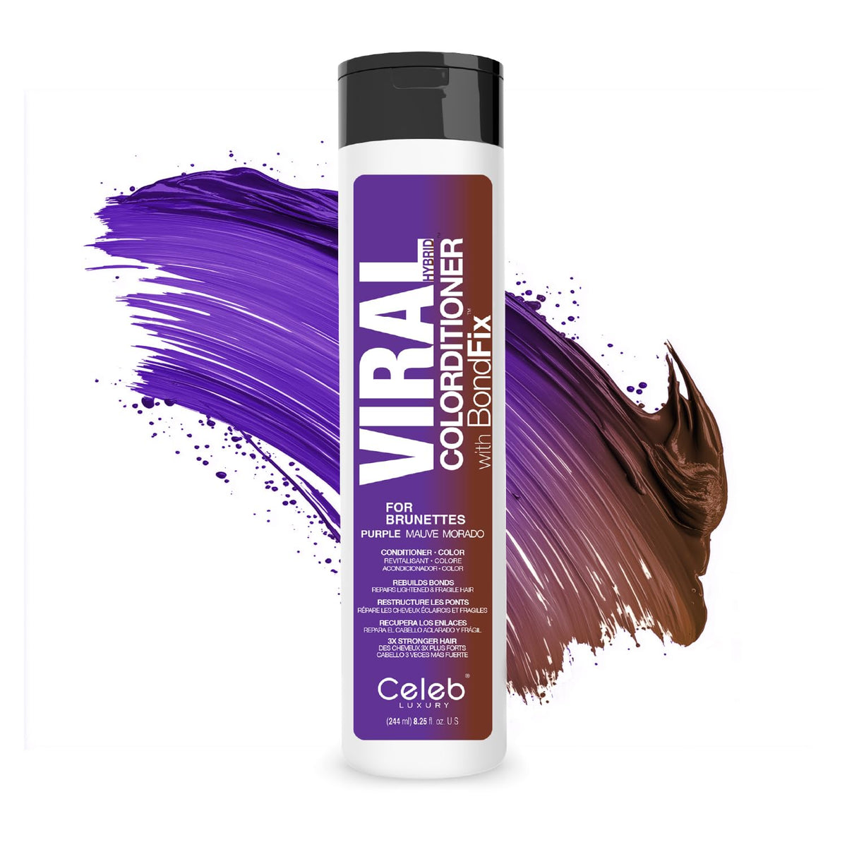 Celeb Luxury Viral Colorwash Purple for Brunettes bottle refreshing violet color on brunette hair