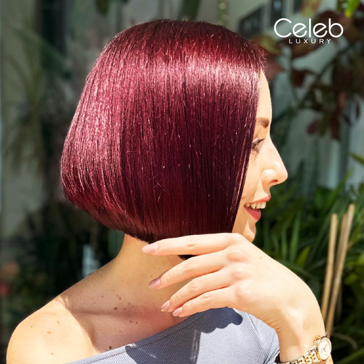 Celeb Luxury Viral Red Conditioner paired with Colorwash Shampoo for maintenance.