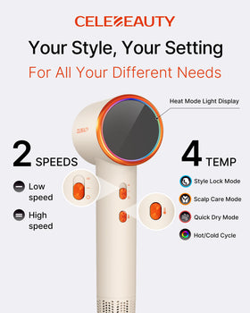 CELEBEAUTY hair dryer with magnetic diffuser attached for curls and volume