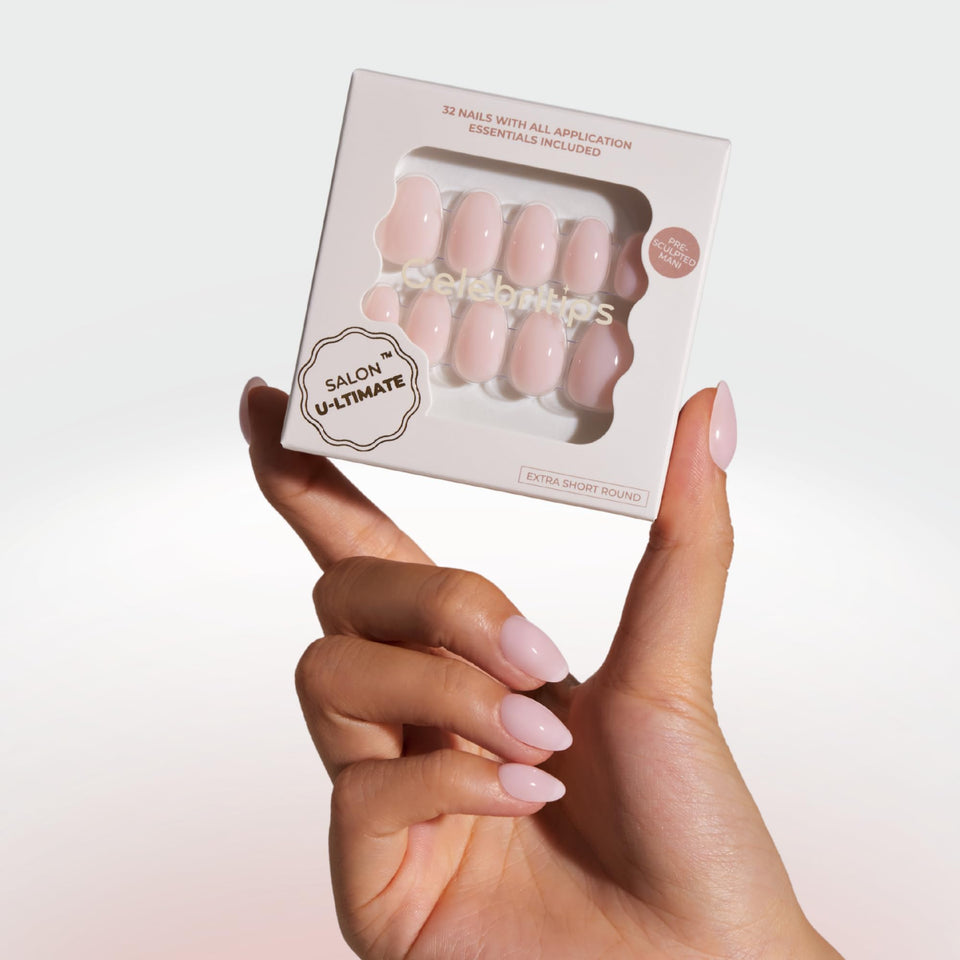 Celebritips Salon U-ltimate Bare Milk nails kit ready for home manicure.