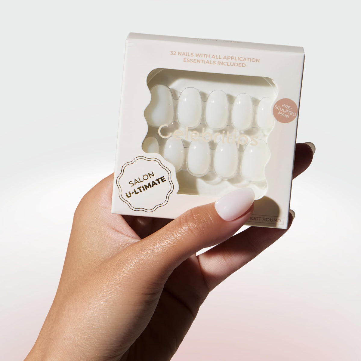 Celebritips Salon U-ltimate sheer milk nails 32-count kit on display