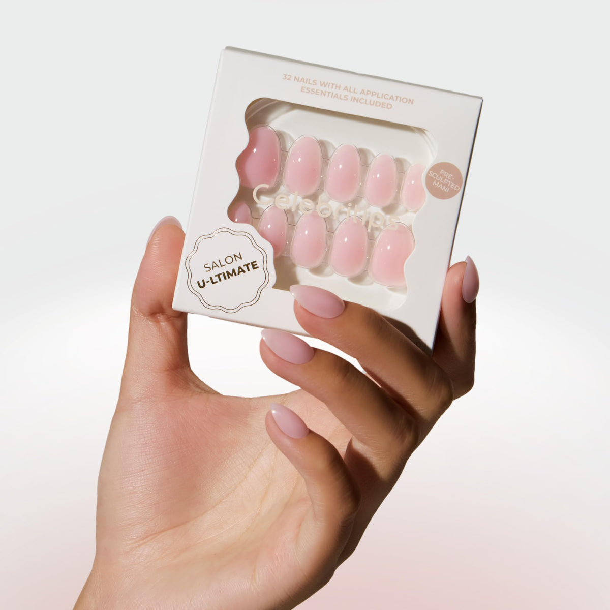 Celebritips Salon U-ltimate nails front view with salon-inspired shape and premium finish.