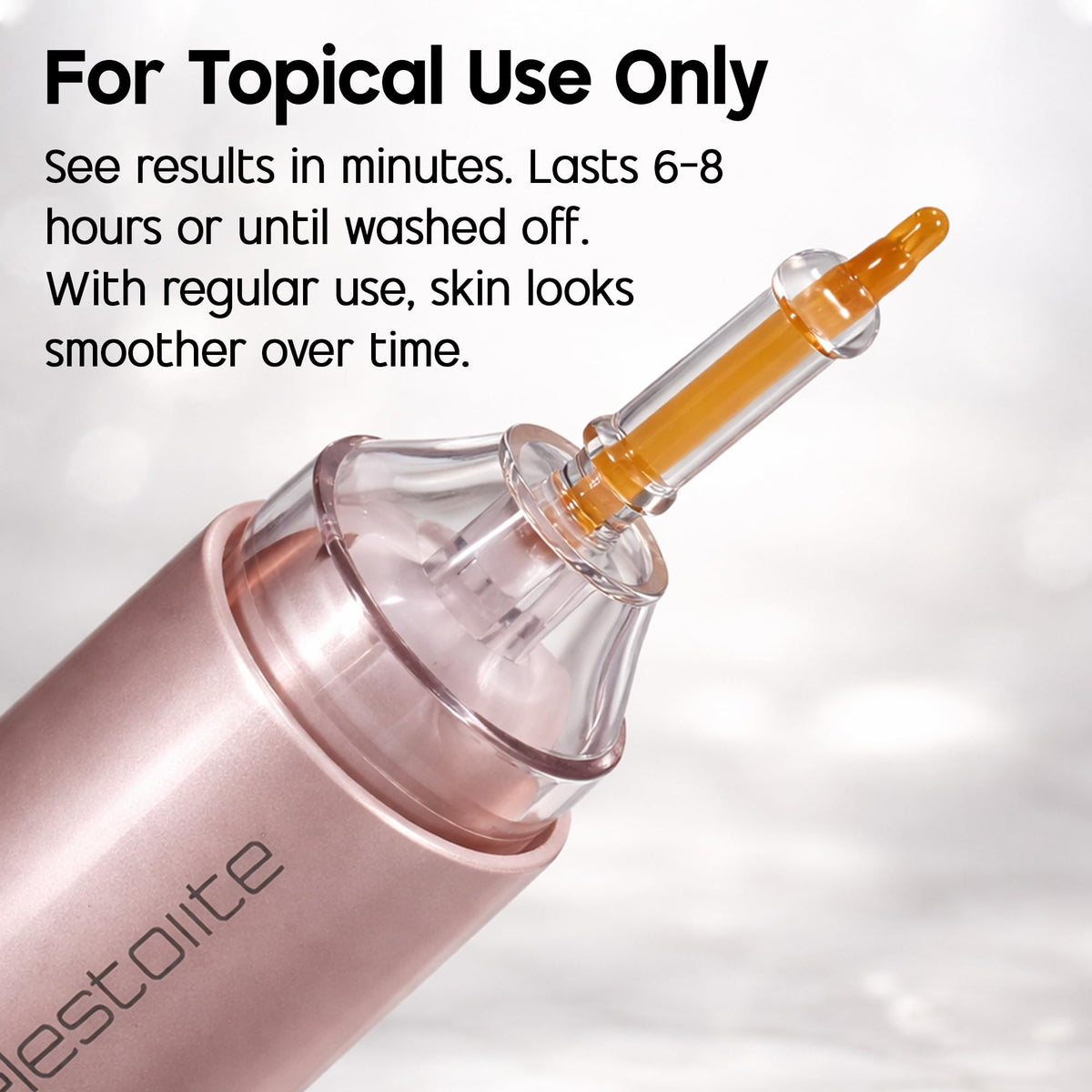 Celestolite Estrella dries clear, leaving a makeup-friendly finish