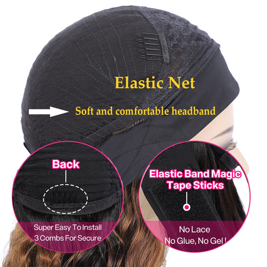 Celiarita headband wig worn on model demonstrates easy glueless wear.