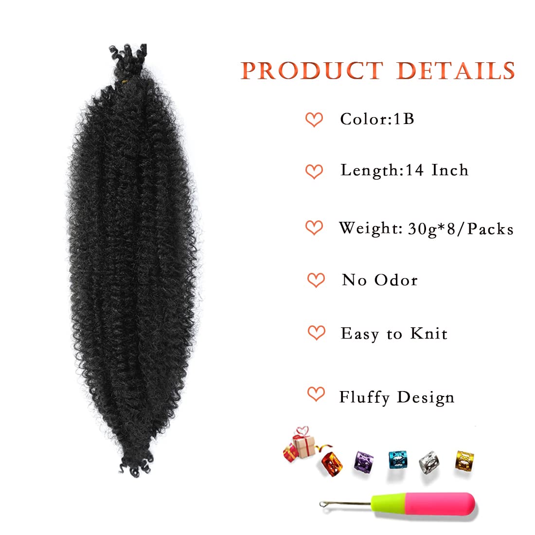 Celie Afro Twist pre-separated fibers with defined curls for natural definition.
