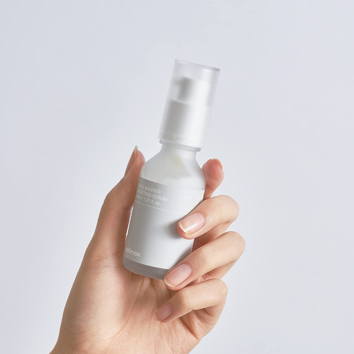 Celimax Dual Barrier Serum texture swatch demonstrating soothing lightweight finish
