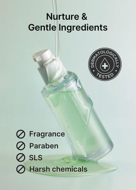 Closeup of Celimax serum absorbing quickly into skin for refreshing feel