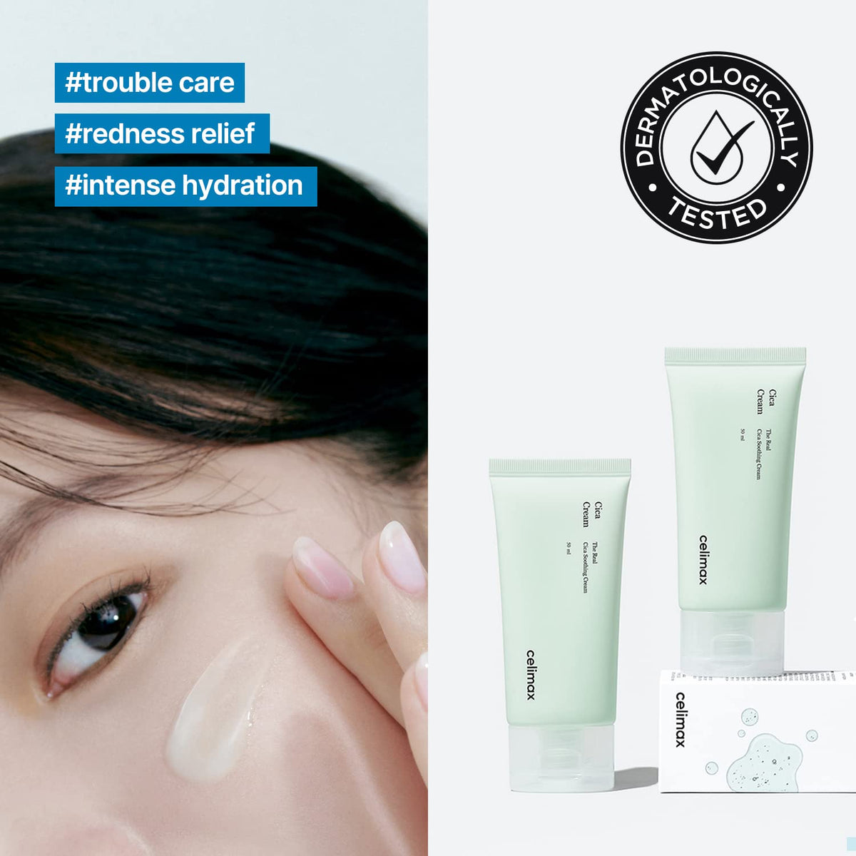Hypoallergenic fragrance-free label on Celimax Real Cica Soothing Cream
