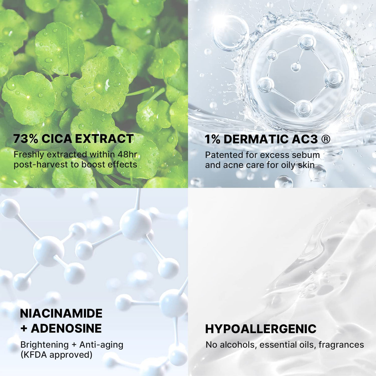 Dermatic AC3 1% badge on packaging signaling sebum control